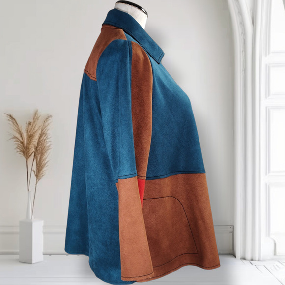 IC Collection Connie K Colorblock Jacket Womens M Asymmetrical Button Made USA - Picture 3 of 13